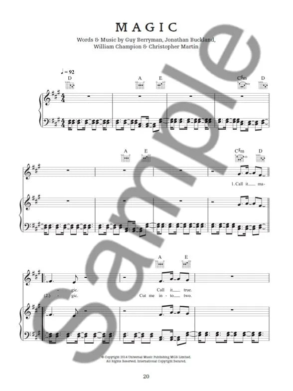 Coldplay - Ghost Stories - Piano/Vocal/Guitar Songbook