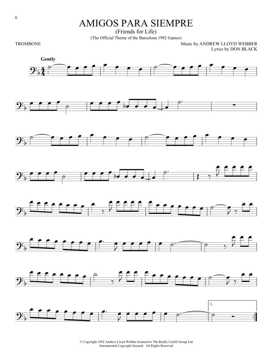 The Songs Of Andrew Lloyd Webber Trombone Book