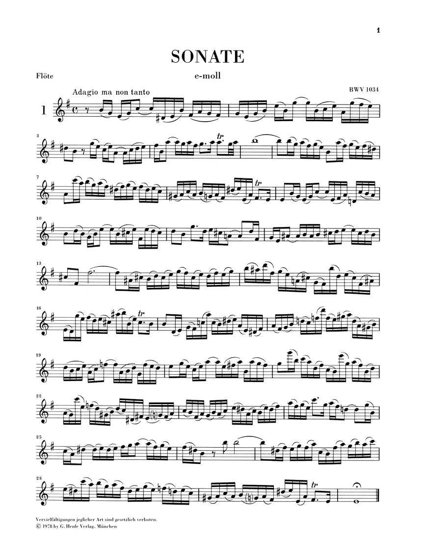 JS Bach - Sonatas Volume 1 Authentic Sonatas for Flute with Piano Accompaniment Book