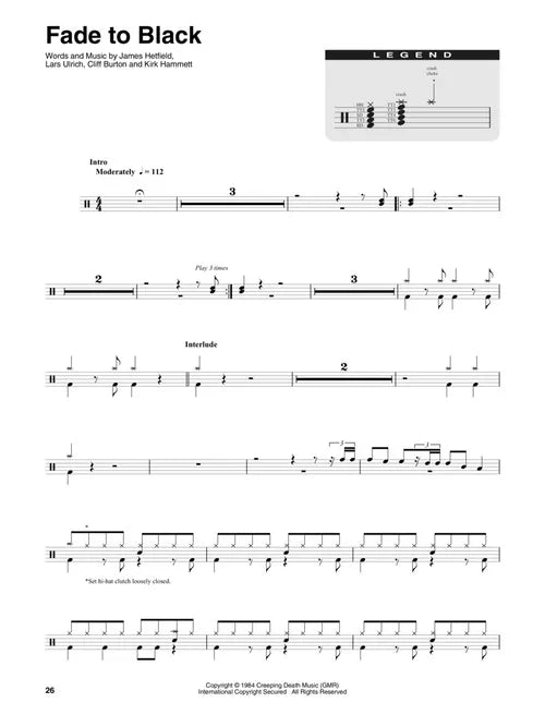 Metallica 1983-1988 Drum Play Along Volume 47 Book/Ola