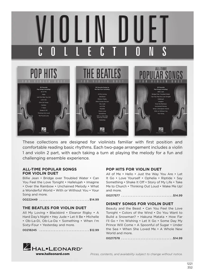 Classical Themes For Violin - Duet Book (30 Classical Pieces)