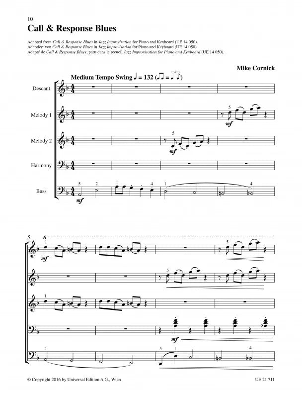 Mike Cornick - 5 Pieces For 5 Left Hands At 1 Piano Book