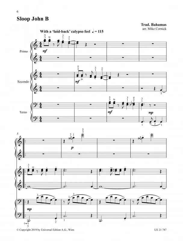 4 More Afro-Caribbean Pieces for 6 Hands, 1 Piano Book
