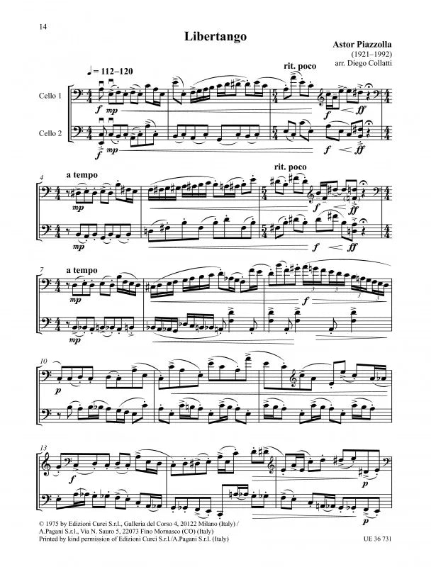 Tango Passion - 2 Cellos Book (8 Intermediate Tango Classics)