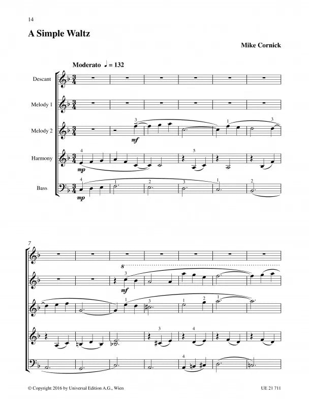 Mike Cornick - 5 Pieces For 5 Left Hands At 1 Piano Book