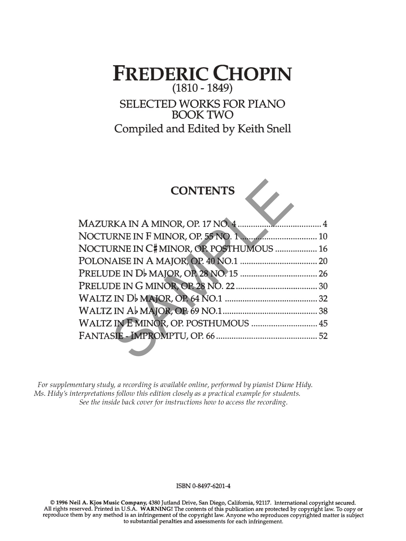 Chopin - Selected Works For Piano Book 2