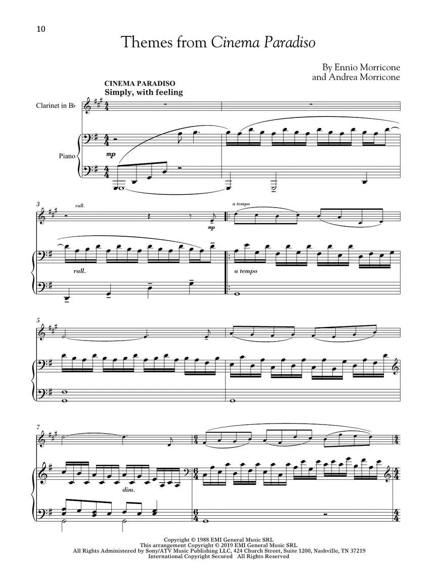 Movie Themes For Classical Players Clarinet/Piano Bk/Ola