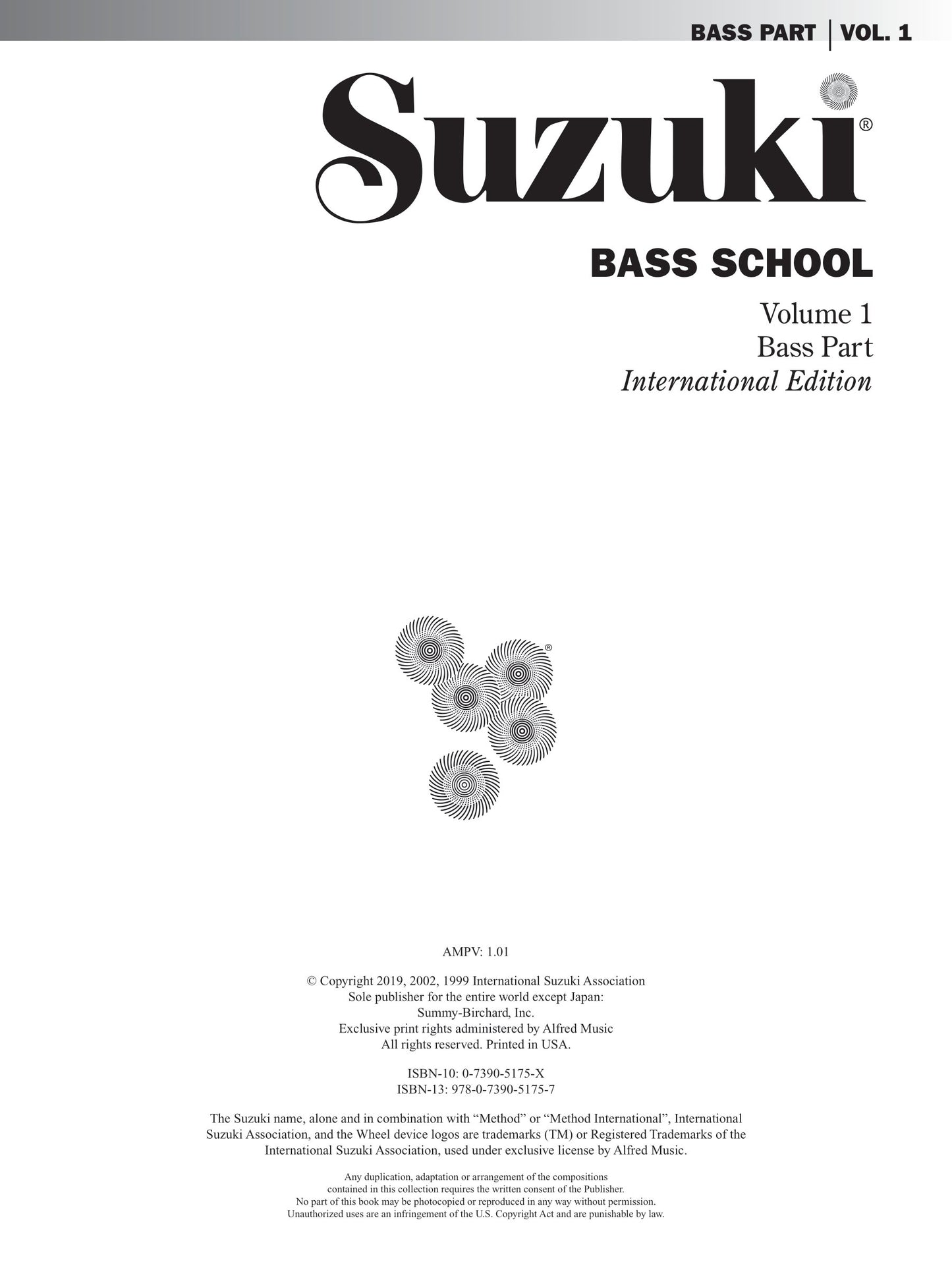 Suzuki Bass School - Volume 1 Double Bass Part Book