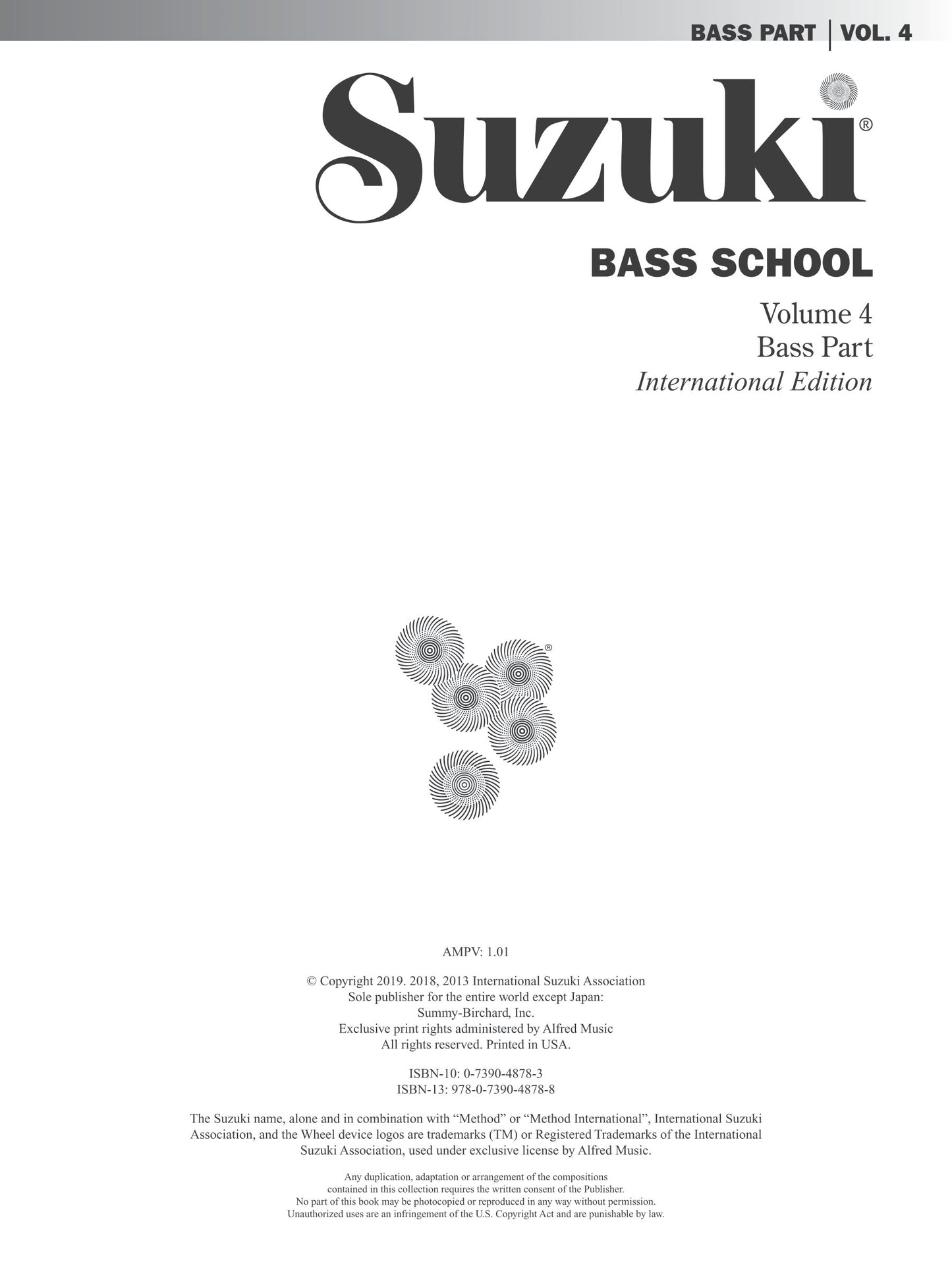 Suzuki Bass School - Volume 4 Double Bass Part Book