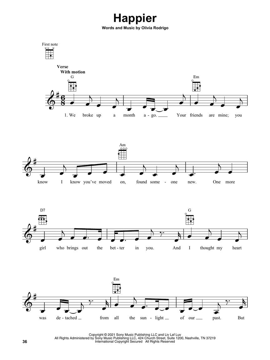 Olivia Rodrigo - Sour For Ukulele Songbook