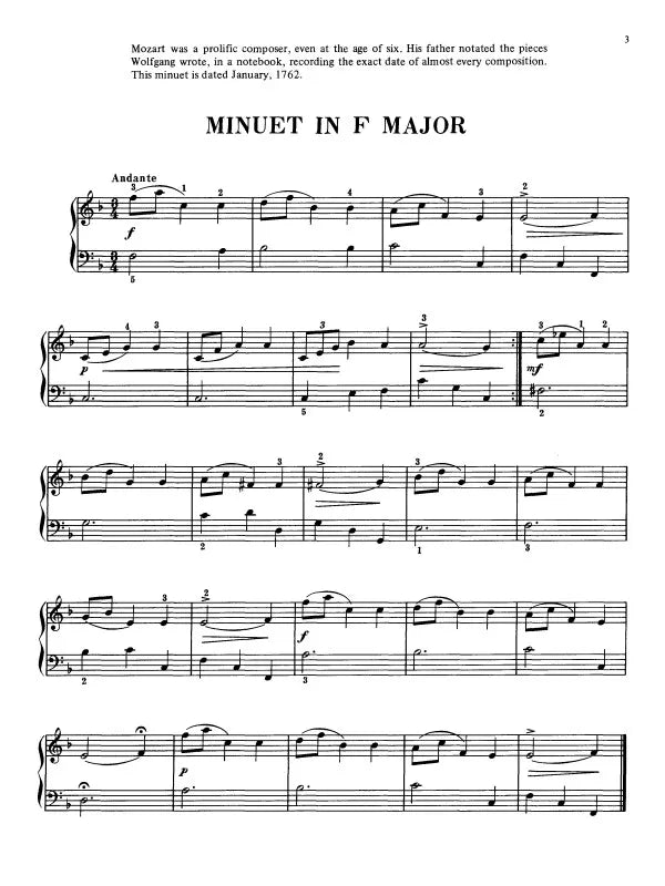 Mozart - 14 Of His Easiest Piano Pieces Book