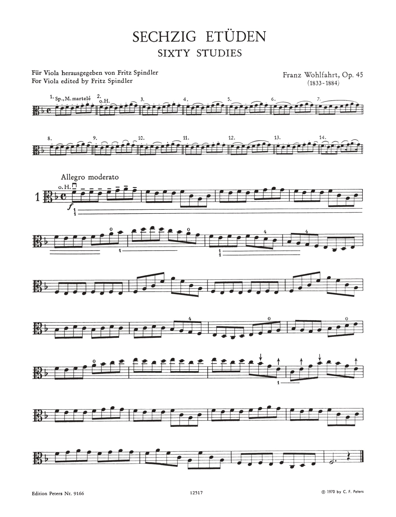 Wohlfahrt - 60 Studies Op 45 For Viola Book
