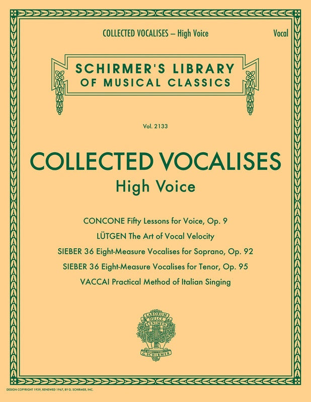 Collected Vocalises - High Voice Book