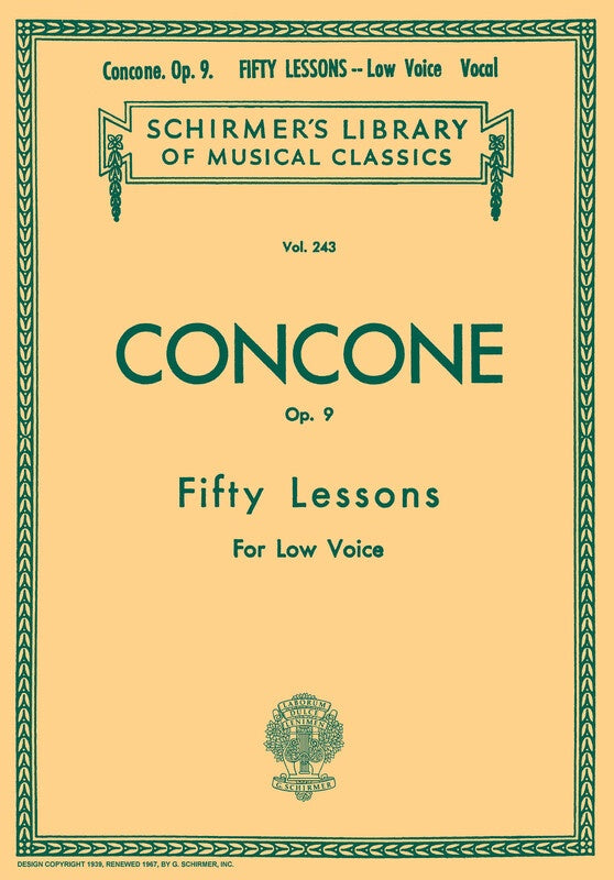 Concone - 50 Lessons Op. 9 Low Voice Book with Piano Accompaniment