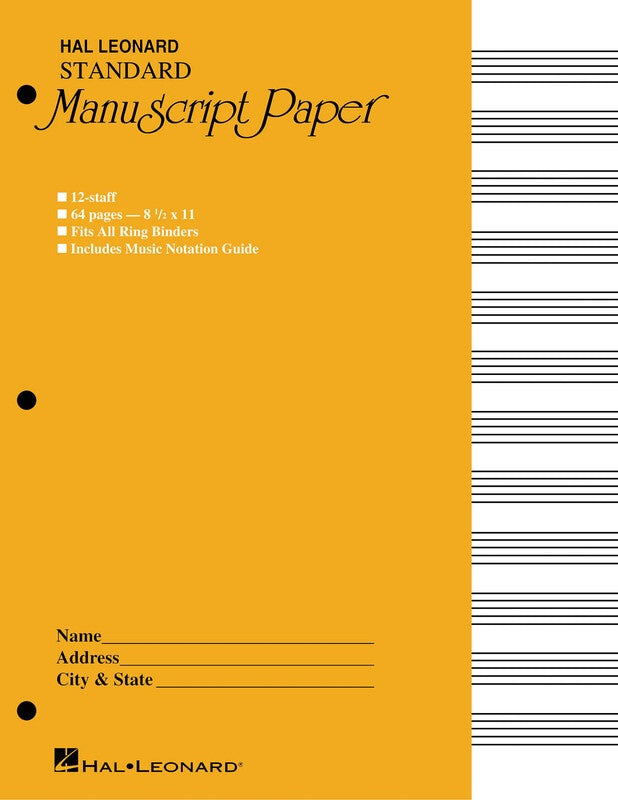 Hal Leonard - Standard Manuscript Book - 12 Staves (64 pages)