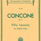 Concone - 50 Lessons Op. 9 Medium Voice Book with Piano Accompaniment