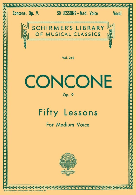 Concone - 50 Lessons Op. 9 Medium Voice Book with Piano Accompaniment