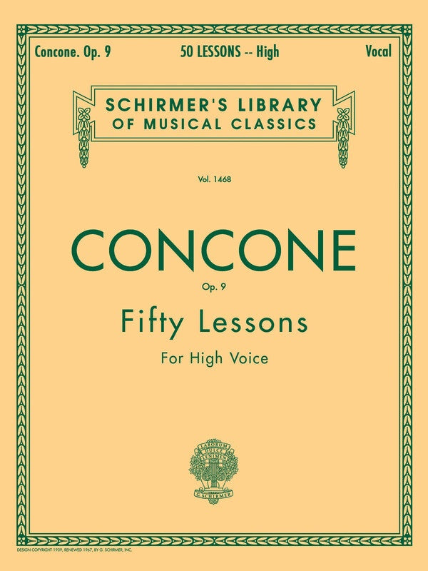 Cocone - 50 Lessons, Op. 9 High Voice Book with Piano Accompaniment