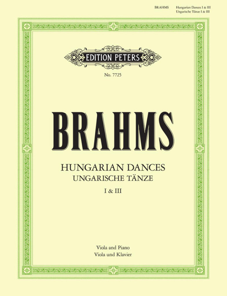 Brahms - Hungarian Dances Nos 1 & 3 Viola with Piano Accompaniment Book