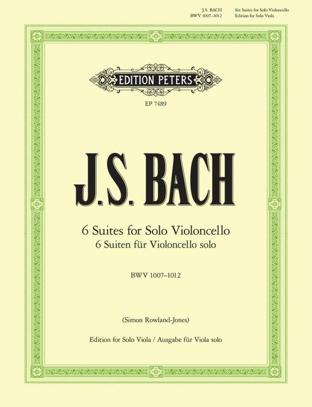 J.S Bach - 6 Cello Suites arranged for Viola BWV 1007-1012 Book