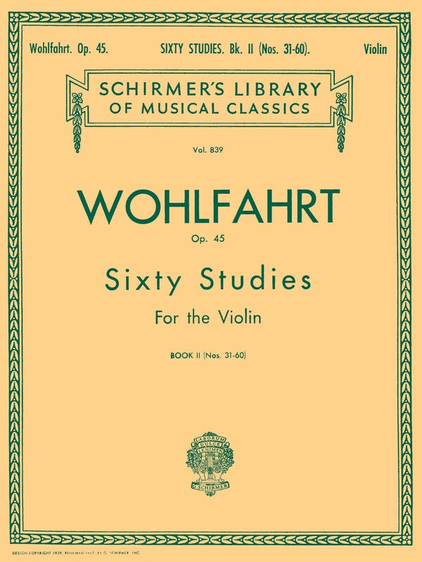 Wohlfahrt - 60 Studies, Op. 45 For Violin Book 2