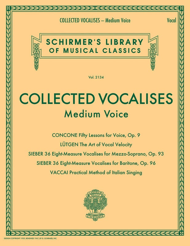 Collected Vocalises - Medium Voice Book