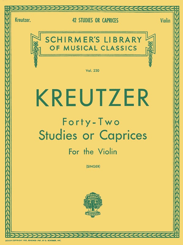 Kreutzer - 42 Studies or Caprices For Violin Book