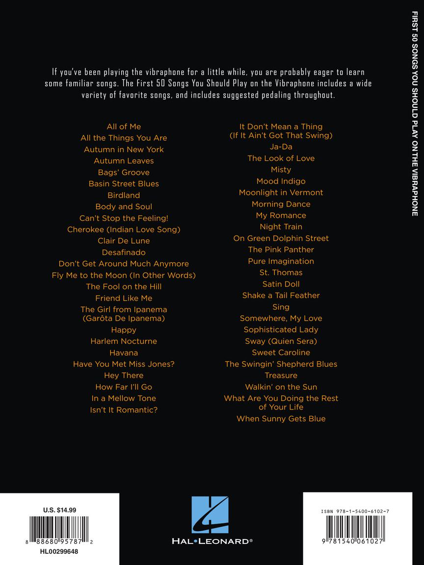 First 50 Songs You Should Play On Vibraphone Book