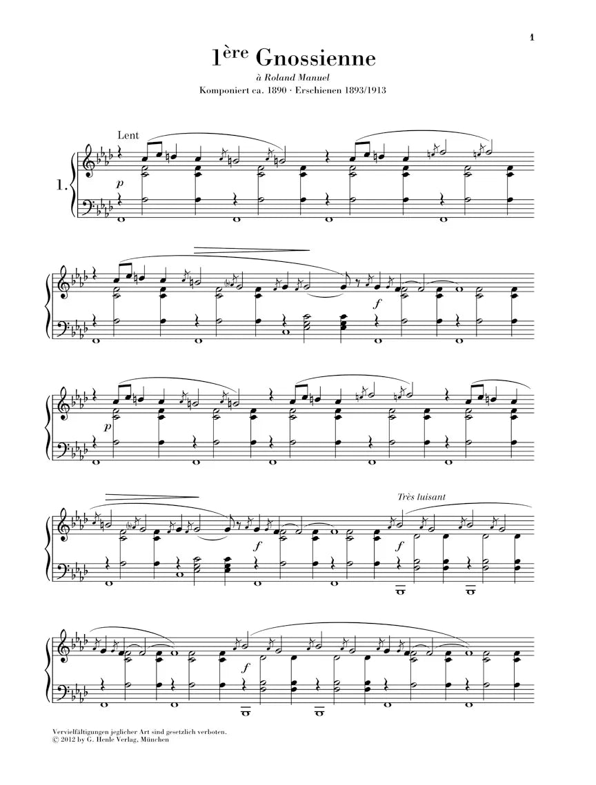 Satie - Gnossiennes Piano Urtext