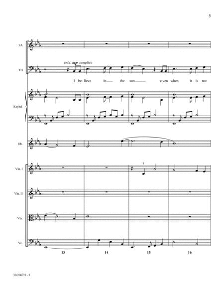 Inscription Of Hope - Conductor's Score and Parts For String Quartet & Oboe