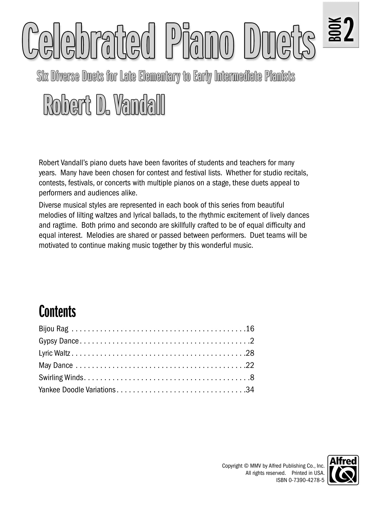 Vandall - Celebrated Piano Duets - Book 2 (1 Piano, 4 Hands)