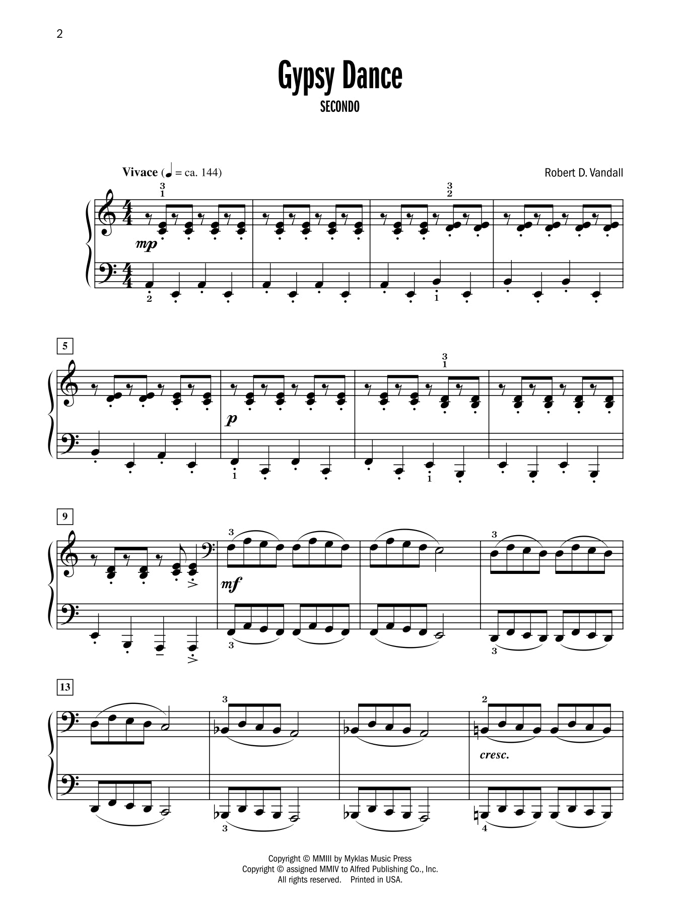 Vandall - Celebrated Piano Duets - Book 2 (1 Piano, 4 Hands)