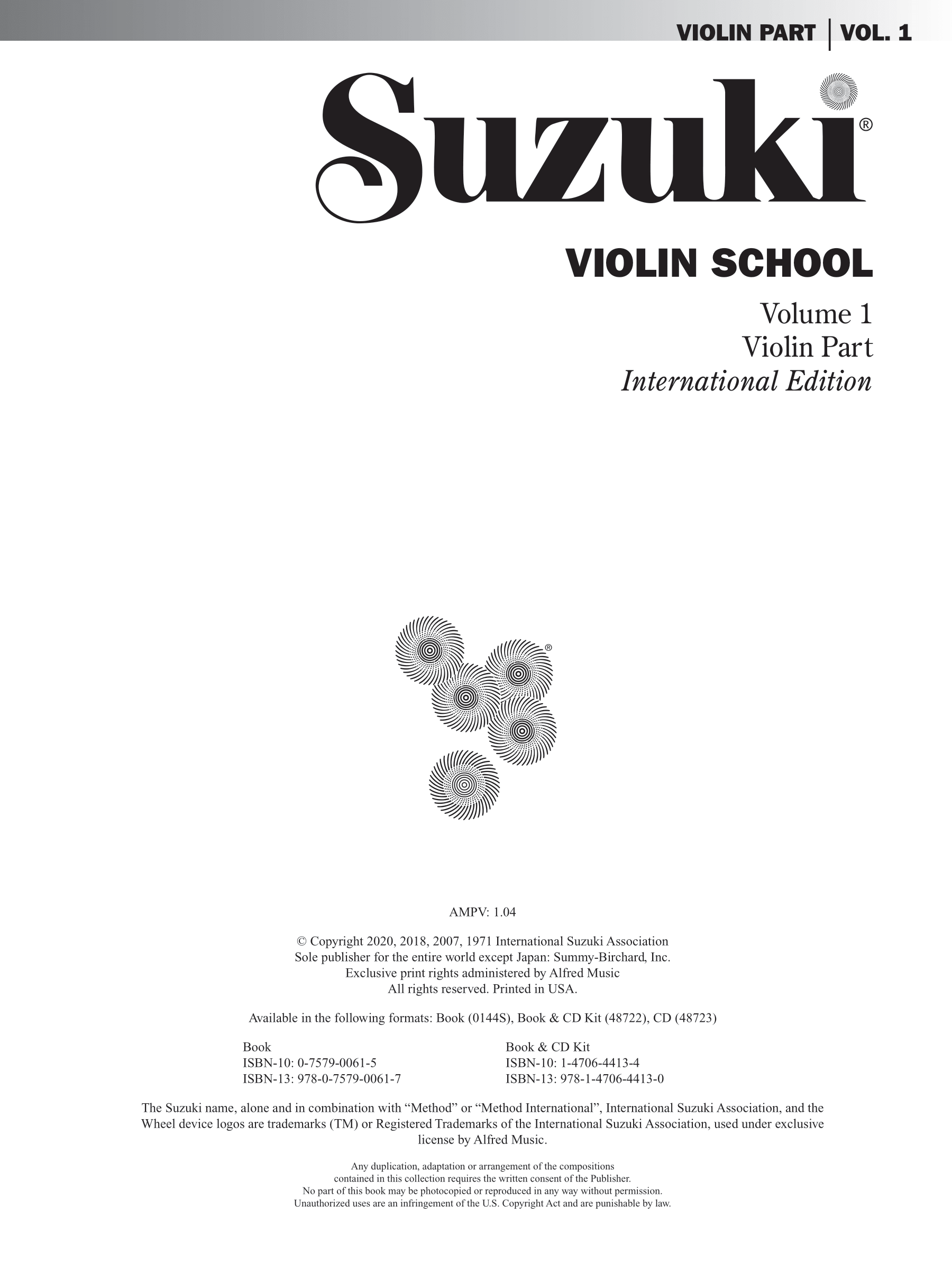 Suzuki Violin School - Volume 1 Part Book/Cd Strings