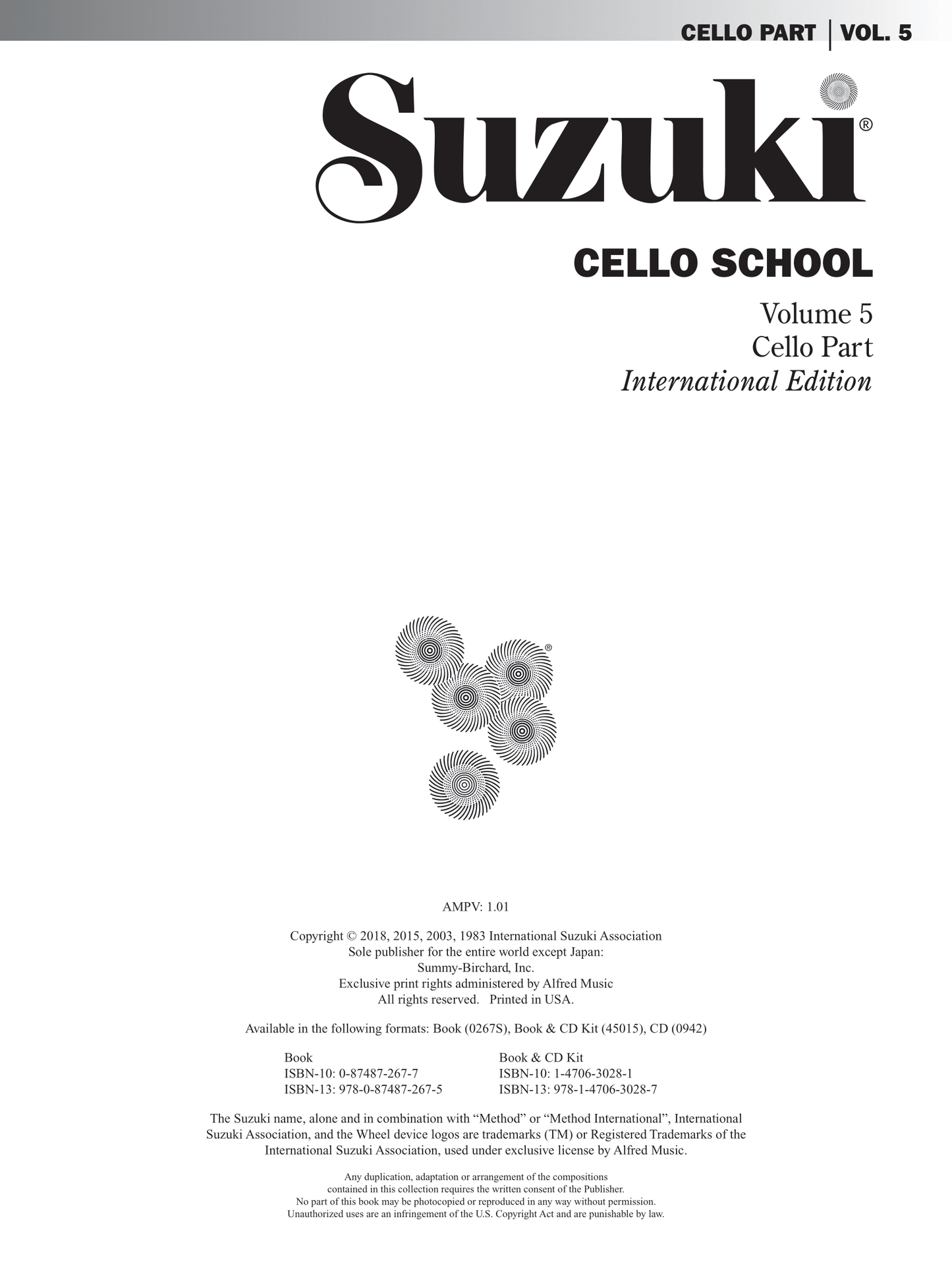 Suzuki Cello School - Cello Part Volume 5 Book/Cd (Revised Edition)
