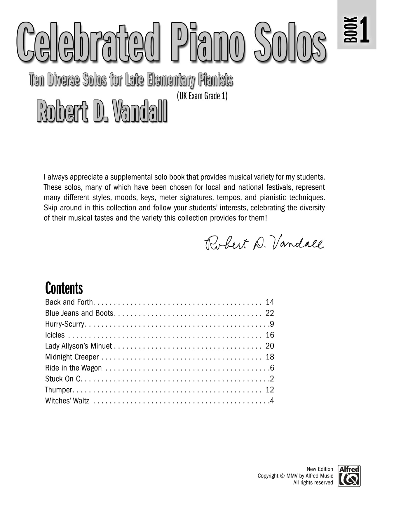 Vandall - Celebrated Piano Solos - Book 1