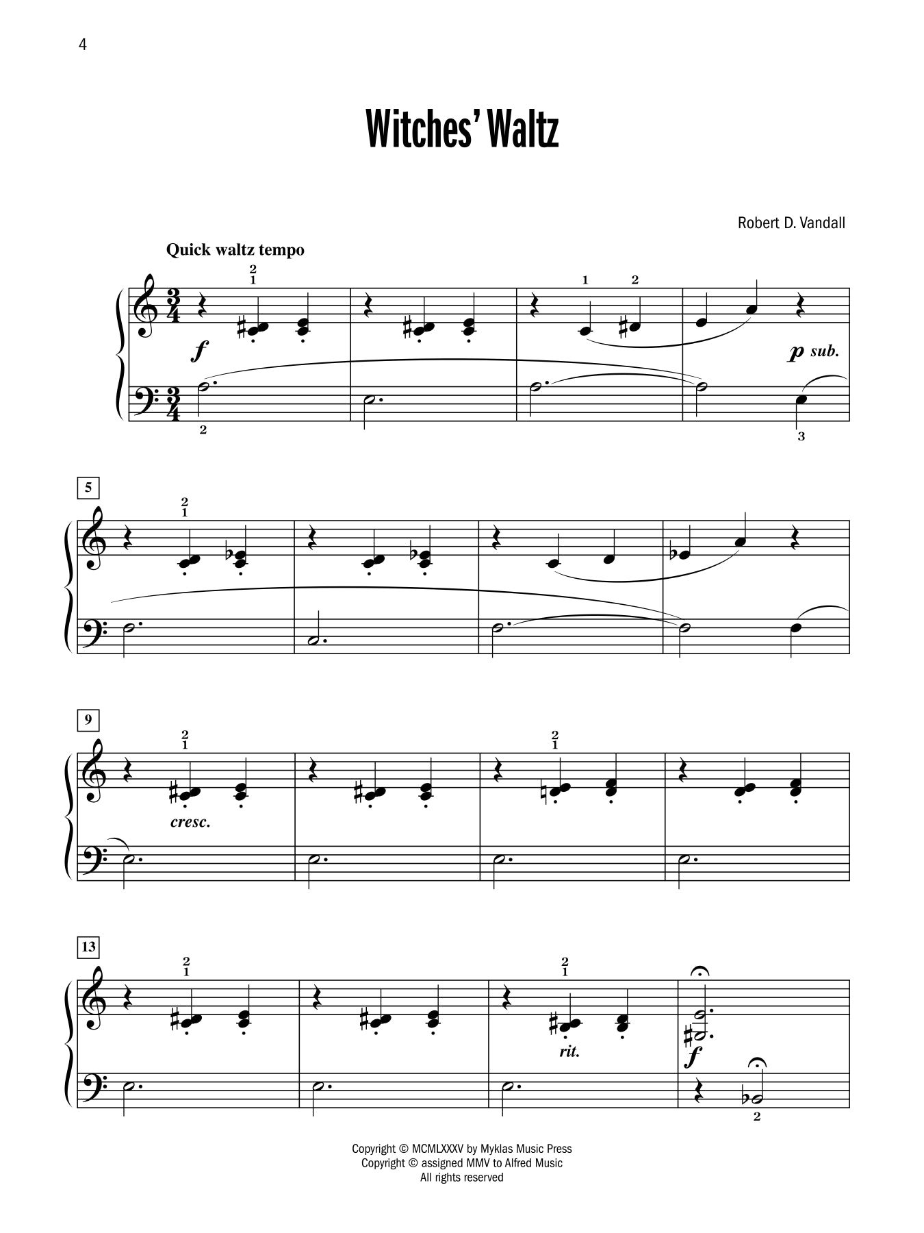 Vandall - Celebrated Piano Solos - Book 1
