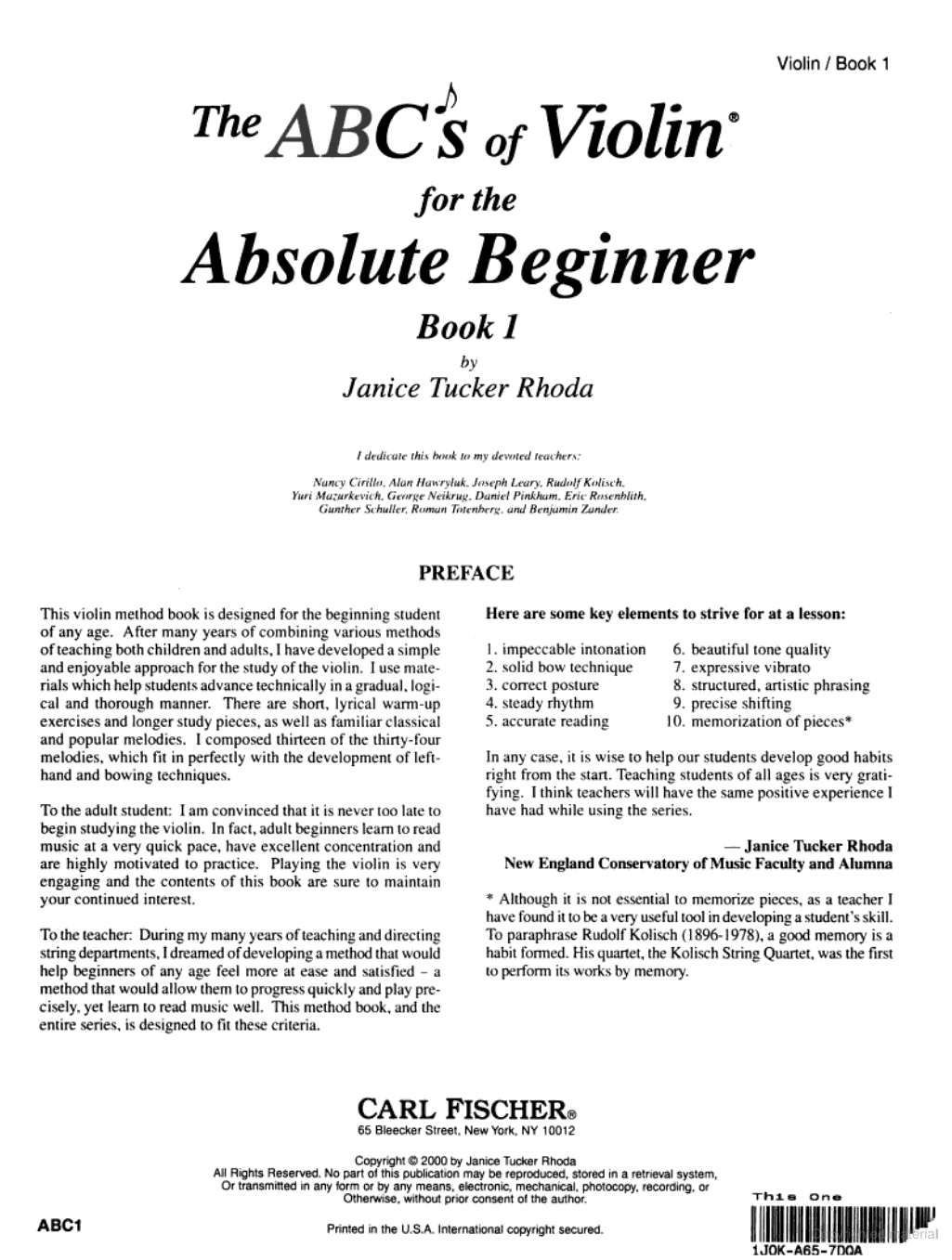 The ABC's Of Violin: Absolute Beginner Book 1 (Book/Olm)