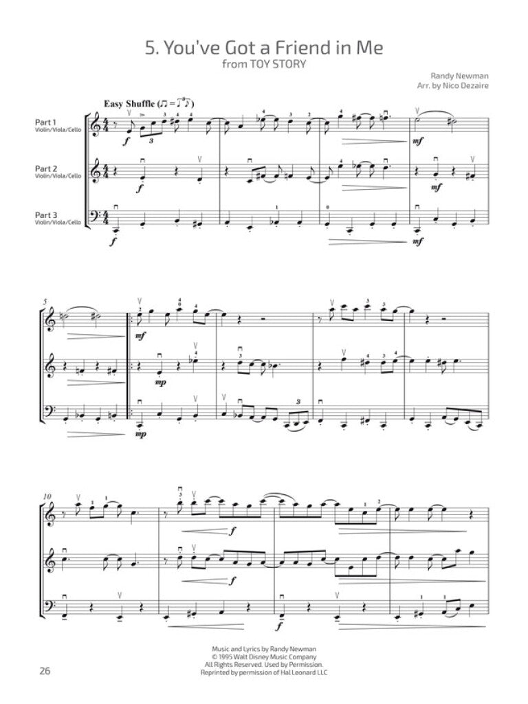 Discover Disney Flexible String Trios Score & Parts Book Strings