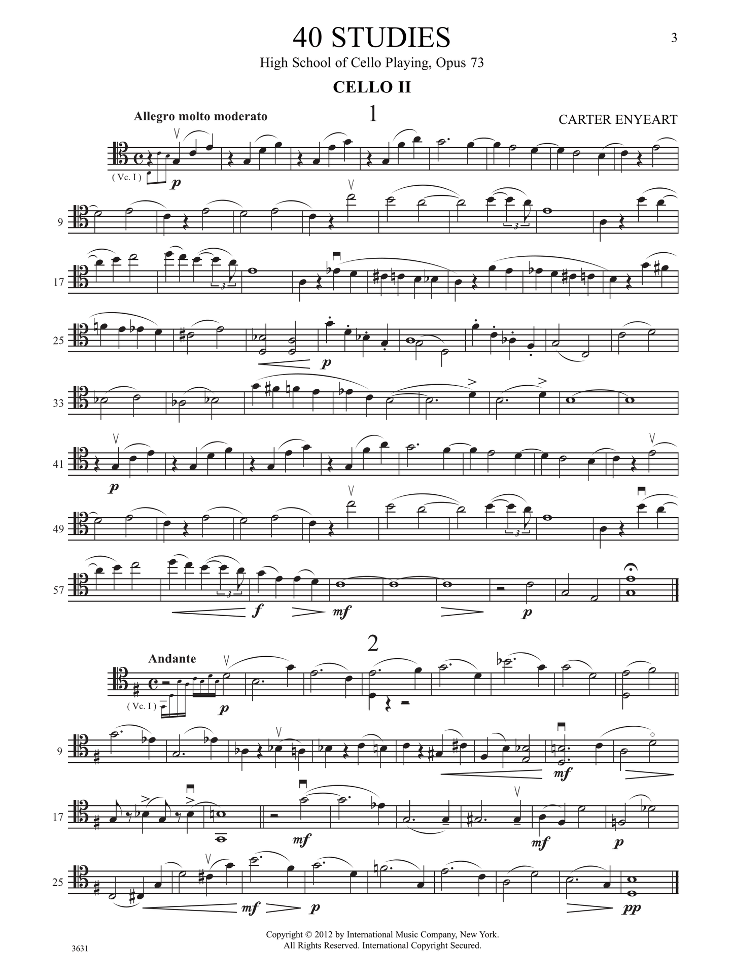 High School Of Cello Playing - Op 73 40 Etudes Book