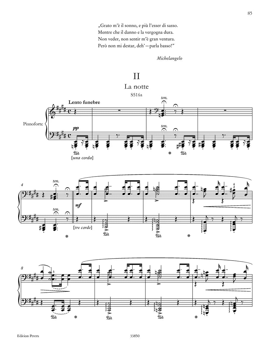 Liszt - Annees de pelerinage: Trois Odes funebres (Third year Italy) Piano Solo Book