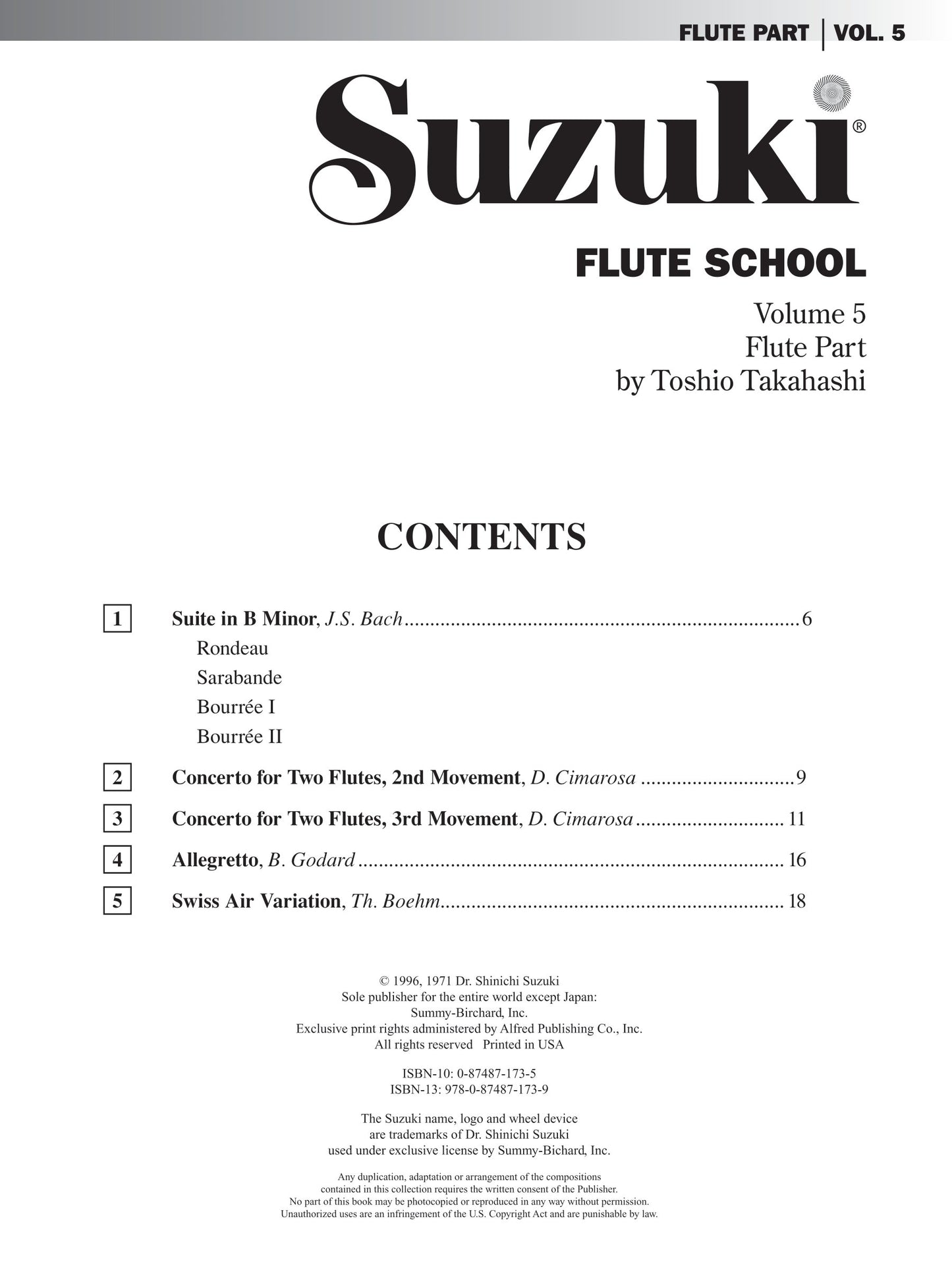 Suzuki Flute School - Volume 5 Flute Part Book (Revised Edition)