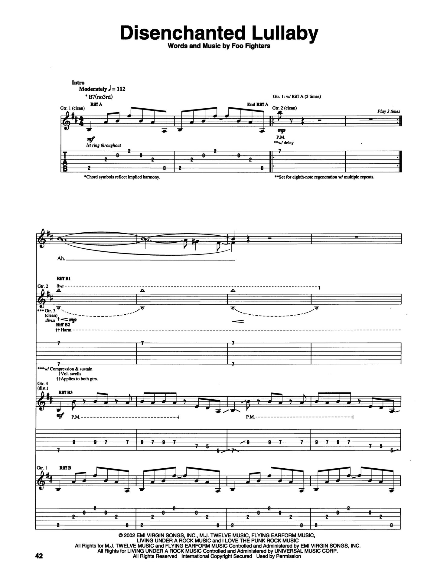 Foo Fighters - One By One Guitar Tab Book