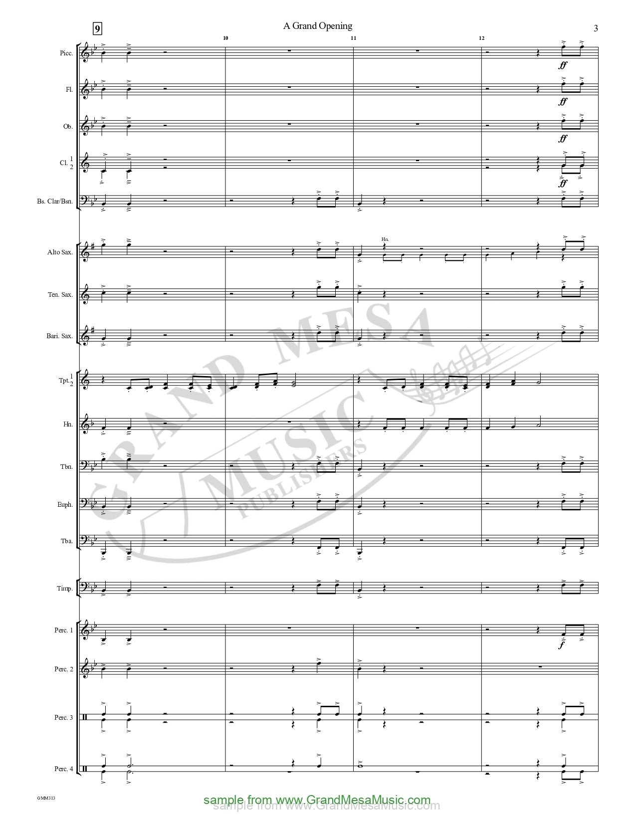 Grand Opening Concert Band 1 Score/Parts