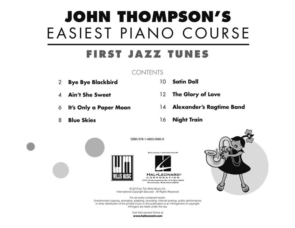 John Thompson's Easiest Piano Course - First Jazz Tunes Book