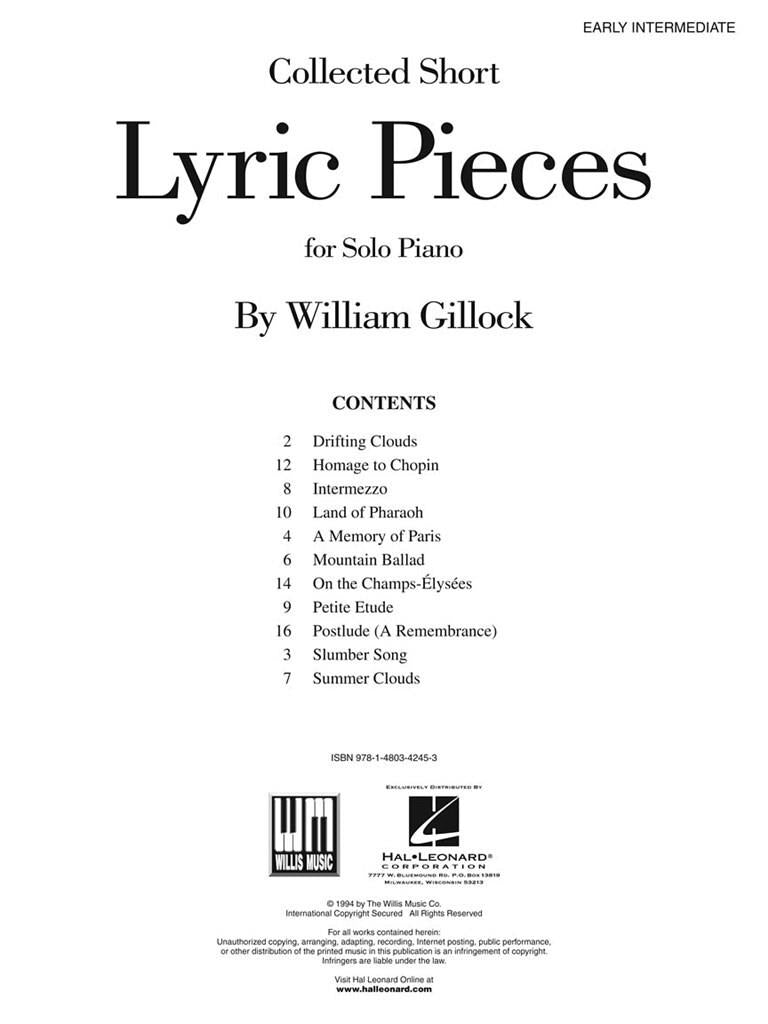 William Gillock - Collected Short Lyric Pieces Piano Book