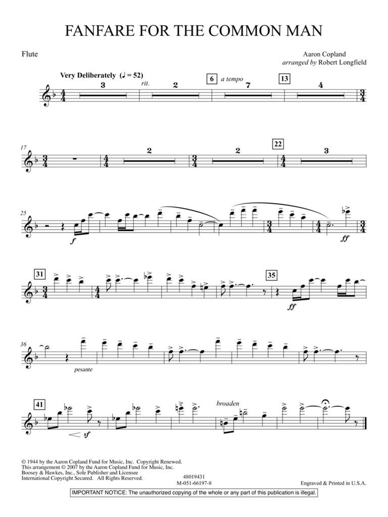 Aaron Copland - Fanfare For The Common Man Score/Parts Book
