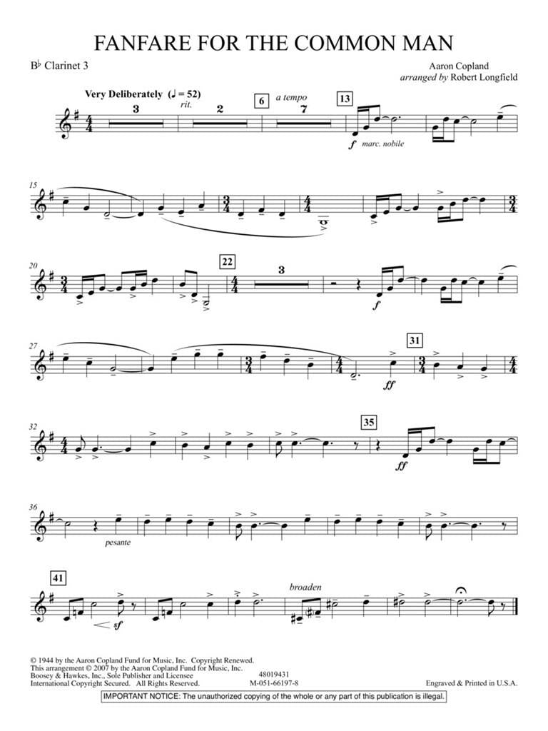 Aaron Copland - Fanfare For The Common Man Score/Parts Book