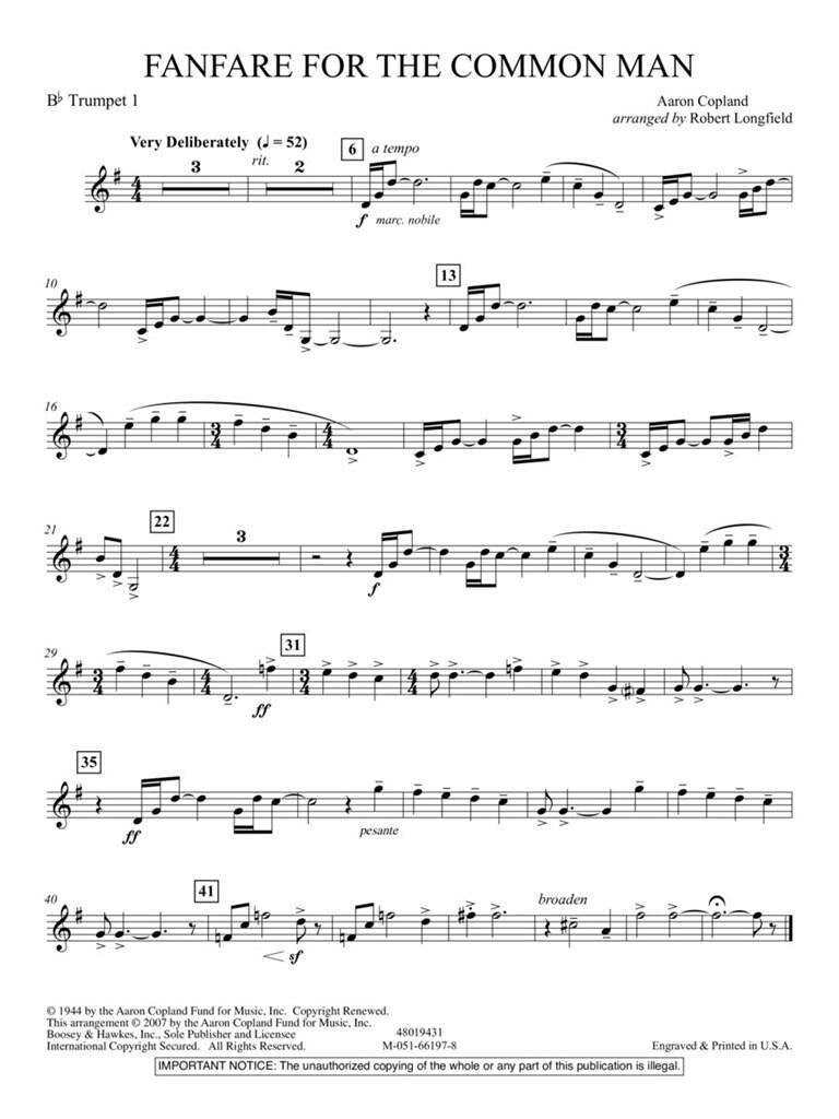 Aaron Copland - Fanfare For The Common Man Score/Parts Book