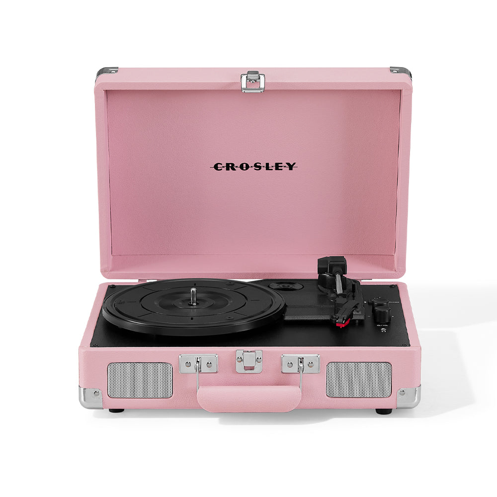 Crosley Cruiser Bluetooth Portable Turntable - Blush Pink + Gadhouse Vinyl Rack Bundle - Black