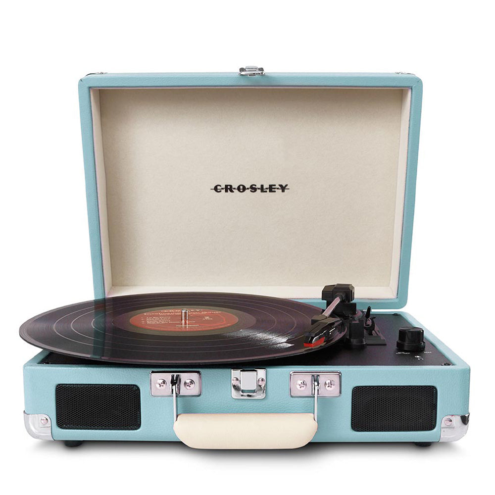 Crosley Cruiser Bluetooth Portable Turntable - Turquoise + Gadhouse Vinyl Rack Bundle - Black